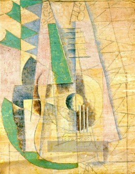 Guitare verte qui etend 1912 Kubismus Pablo Picasso Ölgemälde